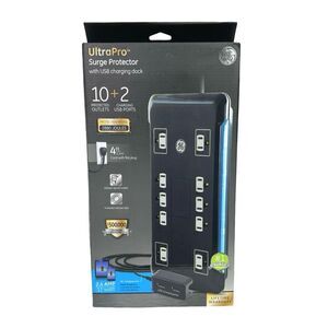 GE UltraPro Surge Protector with USB Charging Dock - 10 Outlets + 2 USB Ports